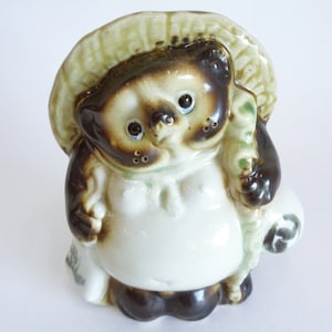 TANUKI Sculpture Good Luck Okimono ornament,Japanese Shigaraki-yaki Ceramic Tanuki #7347