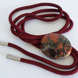Bolo tie with  Natural Gemstone Cabochon Japanese Vintage Bolo tie necklace Crystal Quartz Stone Shoestring Necktie #S6103