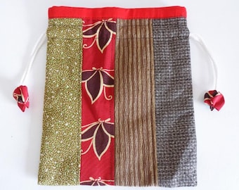 Bolsa Kinchaku, arte textil japonés, hecha a mano, bolsa con cordón coleccionable #8490