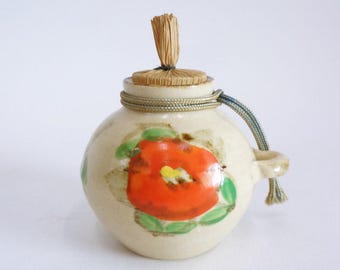 Furidashi Konpeito Sugar Candy Japanese Satsuma pottery Hand made-painted Sweets container, tea ceremony #8490