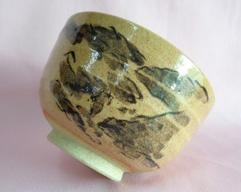 S1025# Agano Superb Chawan , Vintage Japanese Agano ware ART pottery Chawan Matcha tea bowl, Marked signed by potter