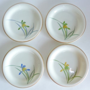 Koransha Plates set 4 pcs.Vintage Orchid Lace Plate Porcelain 4 different colours orchid,Top-quality Koransha dessert plates,boxed #S7253#