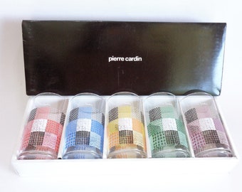 Pierre Cardin glasses set-of-5, Japanese Sosaki glass luxury tableware ,Genuine box #S7198