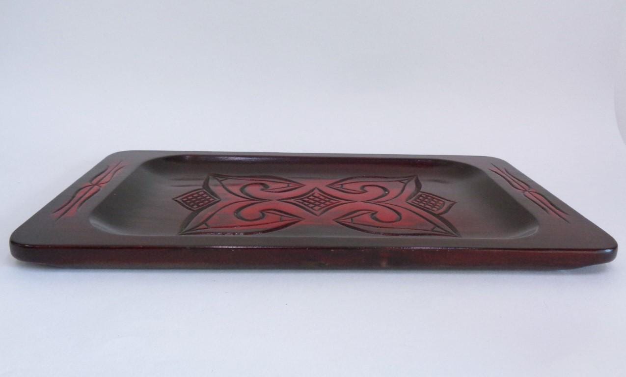 二風谷板 木製トレイ ギフト用 銘入り 日本製 手彫り アイヌ木工品