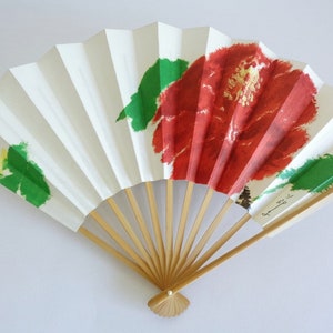 Abanico decorativo Sensu, abanico plegable japonés de papel y bambú con diseño de flores n.º S5997