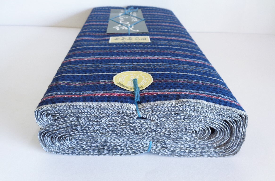 Indigo Aizome Cotton Bolt, Japanese Hand Made Superb Awa Shijira