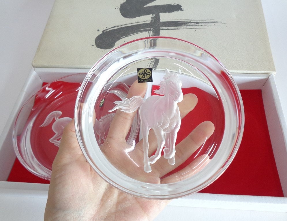 日本製ホヤクリスタルワインコースター「馬」アート日本製最高品質のクリスタルガラス 日本製ホヤクリスタルワインコースター「馬」アート日本製最高品質の