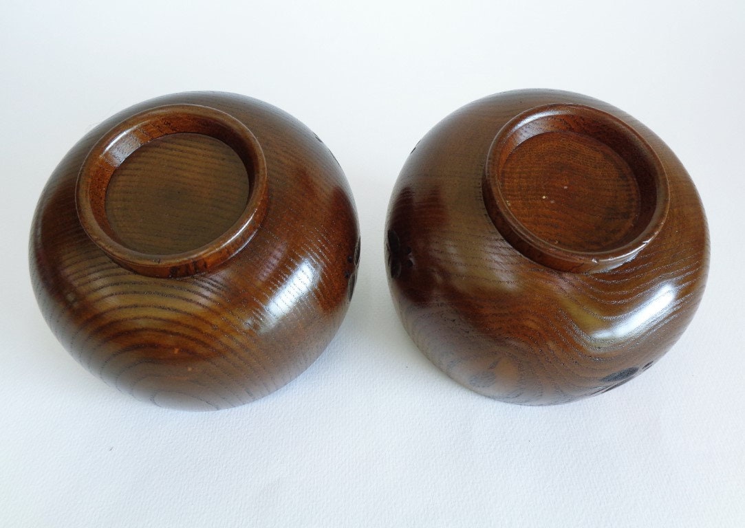 Bol Décoratif En Bois Laqué D’origine Russe (URSS), Design XXème, Diamètre 11 Cm
