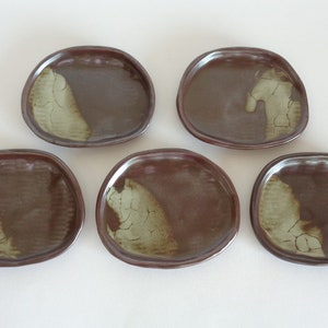 Dessert plates Lot of 5 pcs/Japanese Art Pottery Handmade Tea plates, signed #S2524