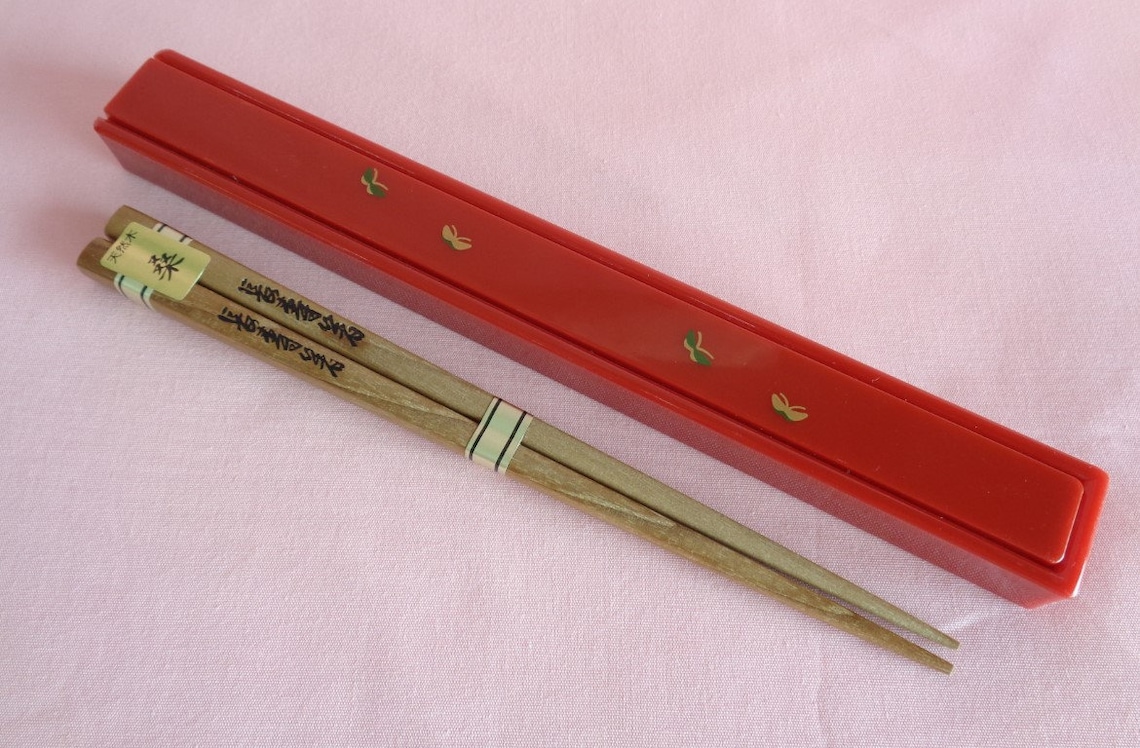 Chopsticks case with wooden chopsticks S1172 Etsy