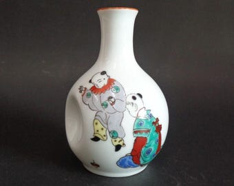 Luxury Sake Server Japanese Arita Nabeshima Hand made-painted porcelain Tokkuri bottle, Signed #8490