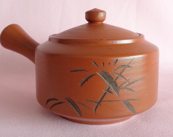 Kyusu teapot with Carved floral and Ceramic strainer,Japanese Tokoname yaki classic Yokode no kyusu classic Kyusu teapot ,Unused, 1181#