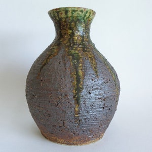 Flower Vase-Jar Japanese Shigaraki-yaki Wood fired Artistic pottery ,Signed by potter #S7141