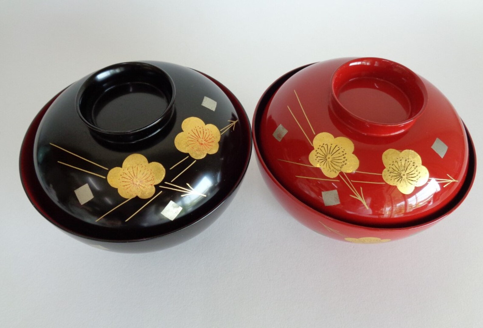 Bowls with lids pair/Japanese Urushi Lacquer Gold Makie Etsy
