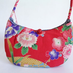 Handtasche Japanische Chirimen Seide Handgemachte Beutel aus Japan Kimono Stoff Top Handle Bag, unbenutzt #S7160