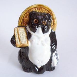 TANUKI With Abacus Japanese Shigaraki Stoneware Statuette Handmade