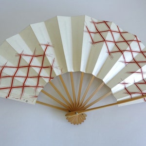 S5995# Dance fan/Japanese folding Paper&Bamboo Mai-Ogi two sides pattern decorative fan/Vtg used Geisha Odori Maiogi Folding Dance Fan