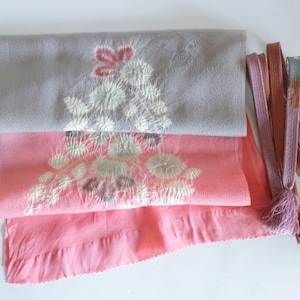 Conjunto de cordón Shibori OBIAGE y OBIJIME, accesorios japoneses de alta calidad para kimonos, magníficos cinturones de kimono de seda a juego con kimonos kitsuke, sin usar n.° 8393