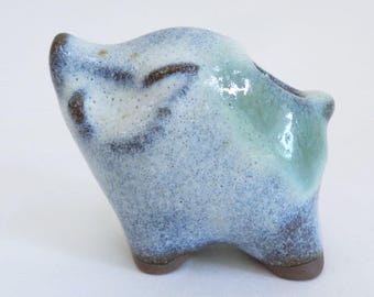 Wild boar Toothpick holder Japanese Hagi-ware Artistic pottery Okimono ornament, Signed #8504