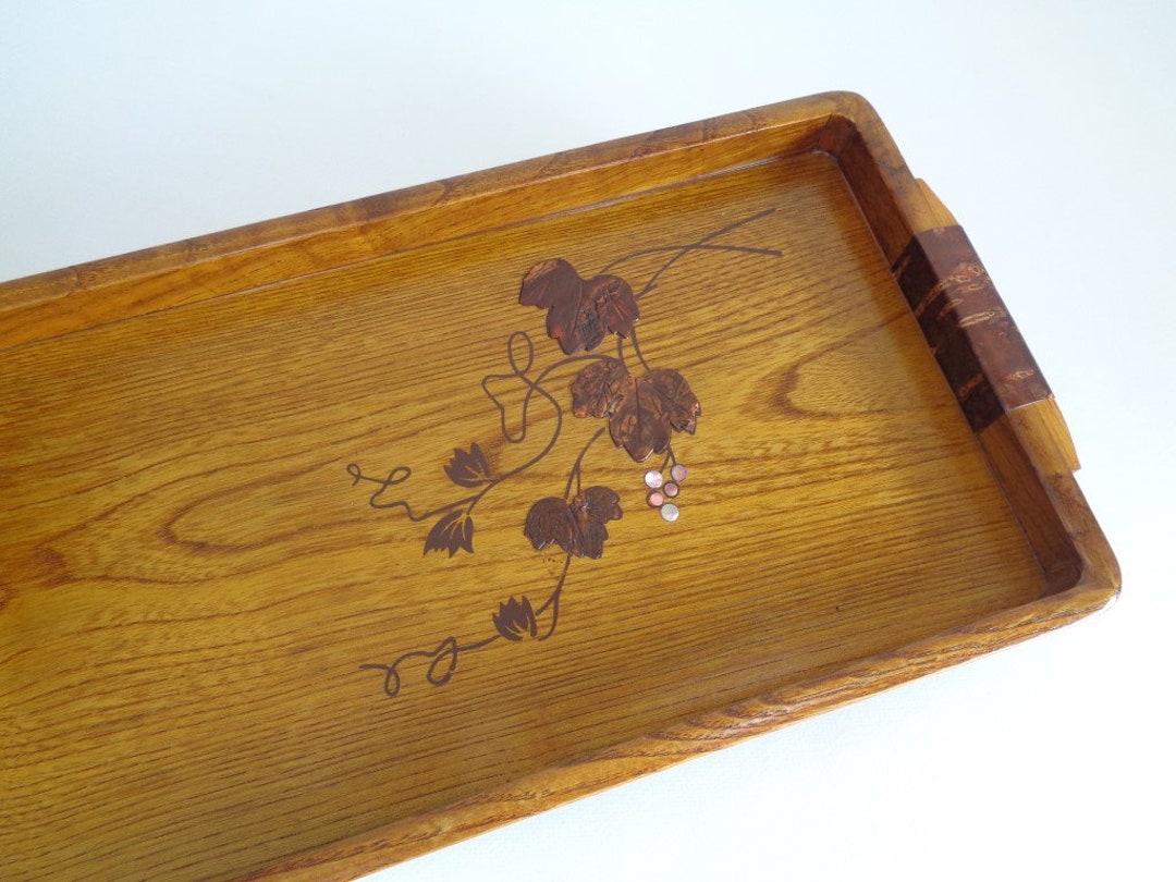 Long Coffee Tray Japanese Kabazaiku Craft Hand Made Wooden Lacquered ...