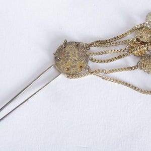 Kanzashi Metal Hairpin, Old Japanese Hair Ornament Kimono Hair Pin Antique Hair stick  #8490