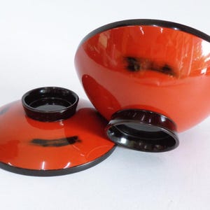 Lacquer wood Bowl with Lid Japanese Fine Negoro High-quality Urushi Lacquerware Hand made Soup-Rice serving bowl , Unused  #8490
