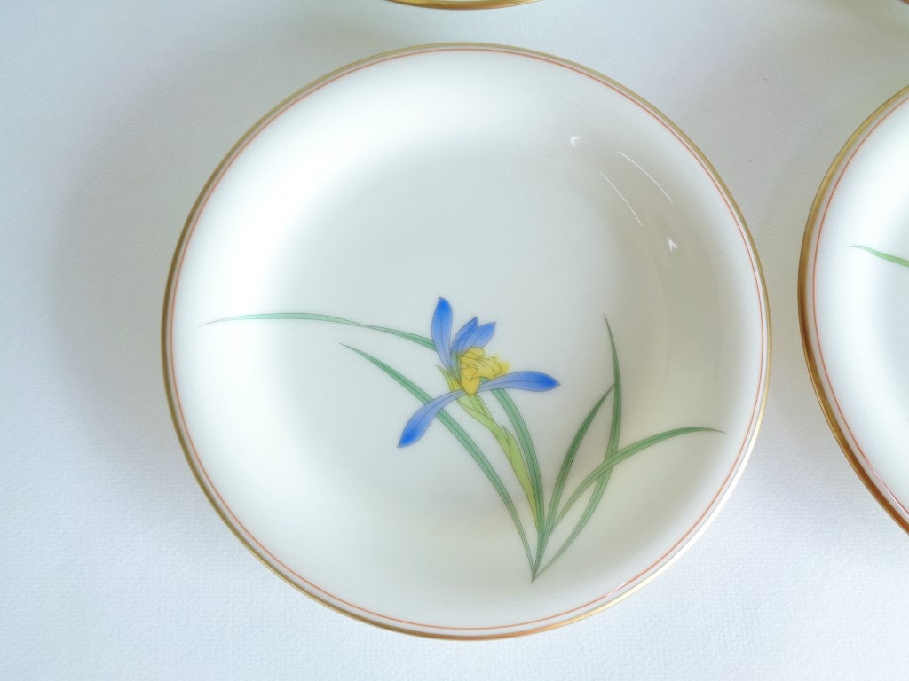 Koransha Cake Plates Set-4pcs. Vintage Japanese Fine Porcelain