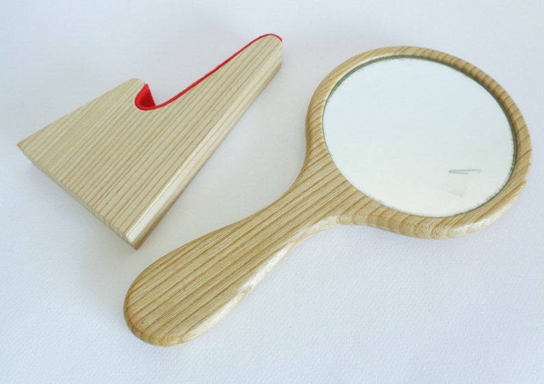 Traditional Geisha Mirror Japanese Wooden Geisha Hand Mirror, Handmade Signed by Artist, Carved ...