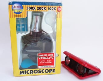 Junior science Microscope in original box and Folding Opera Glasses, Made in Japan #8470