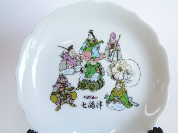 九谷焼 七福神絵皿 Sサイズ ヴィンテージ 九谷焼 マーク入り 磁器