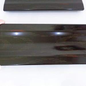 Oshibori Luxury tray Handmade of Karaki Hard Wood plates pair, Japanese Lacquerware and Wood craft Traditional &#39;Oshibori&#39; Towel Tray #8480