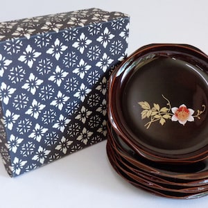 Japanischer Urushi Lack Kashiki Teeteller, Dessert Serviergeschirr Set 5-tlg. ,Verpackt #S4693