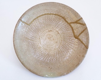 Antique Asian Ceramic Dish Kintsugi Repair, Probably Korean Hagi pottery 15-16th century #8505