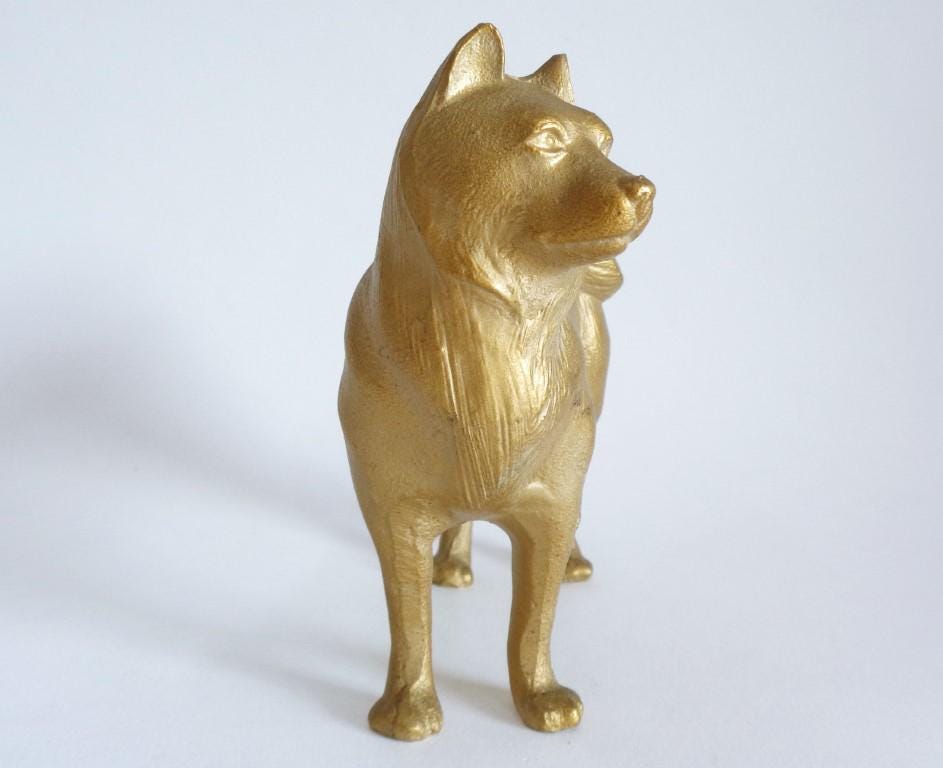 ヴィンテージ日本の南部鉄器鋳鉄秋田犬の彫刻 - Etsy 日本