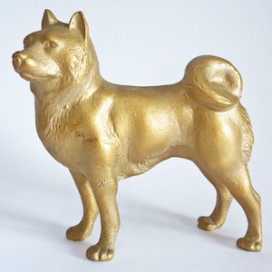 秋田柴犬 鋳鉄製 手作り置物像 日本製 鉄器 重厚な置物 秋田柴犬 鋳鉄製 手作り置物像 日本製 南部鉄器 重厚な置物 #JI4
