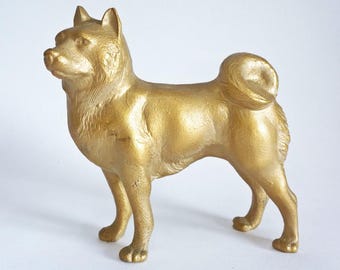 ヴィンテージ日本の南部鉄器鋳鉄秋田犬の彫刻 - Etsy 日本