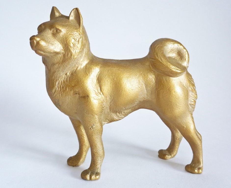 ヴィンテージ日本の南部鉄器鋳鉄秋田犬の彫刻 - Etsy 日本