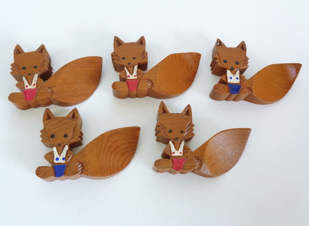 小物 shishikui fox demi Kitsune Fox Lacquered Wood Hashi - Oki Chopsticks Rest Set 5pcs