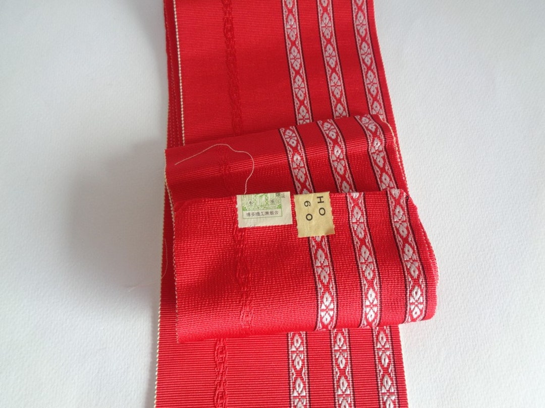 Hakata-ori Pure Silk Obi Belt Vintage Japanese High-quality Silk  display picture 1