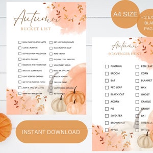 Autumn Bucket List / Autumn Scavenger Hunt / Fall Bucket List PRINTABLE