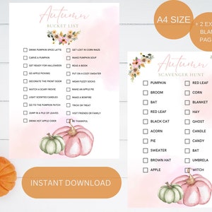 Autumn Bucket List / Autumn Scavenger Hunt / Fall Bucket List PRINTABLE