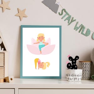 Kids Yoga Poster – Fun Yoga Poses for Children, Mindfulness Wall Art for Classroom, Nursery or Playroom, Educational & Calming Decor