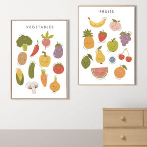 Fruits and Vegetables Poster - Printable Kids Wall Art – Instant Download – Fun & Colorful Posters for Kids&#39; Rooms, Playrooms, Nursery Decor