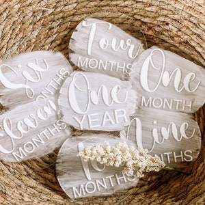 Cartes de jalon pour bébé en acrylique | Arcylic Baby Milestone | Plaques d’étape | Accessoire photo pour nouveau-né| Jalon arcylique mensuel bébé