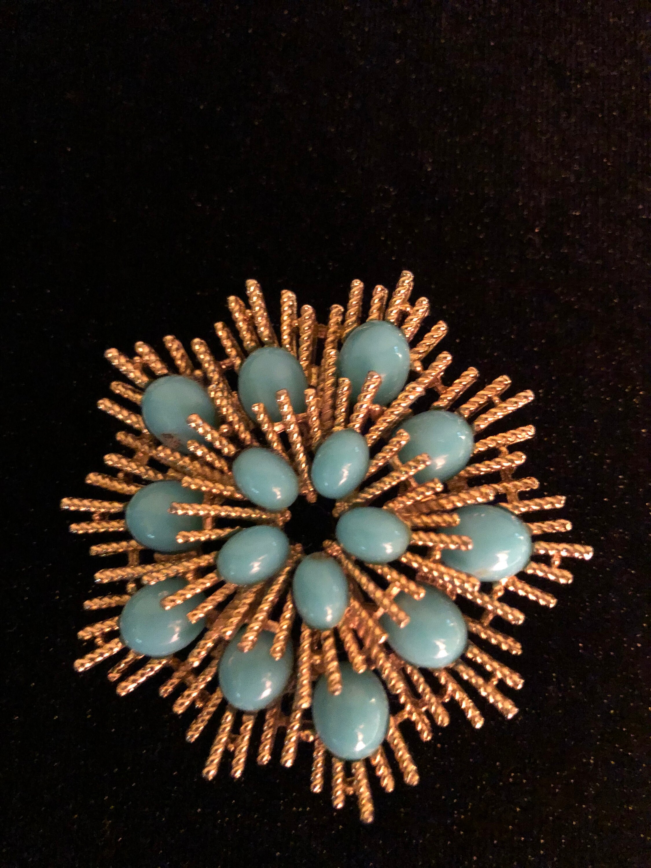 Vintage CABOCHON Brooch Costume Jewelry Gold Toned Etsy