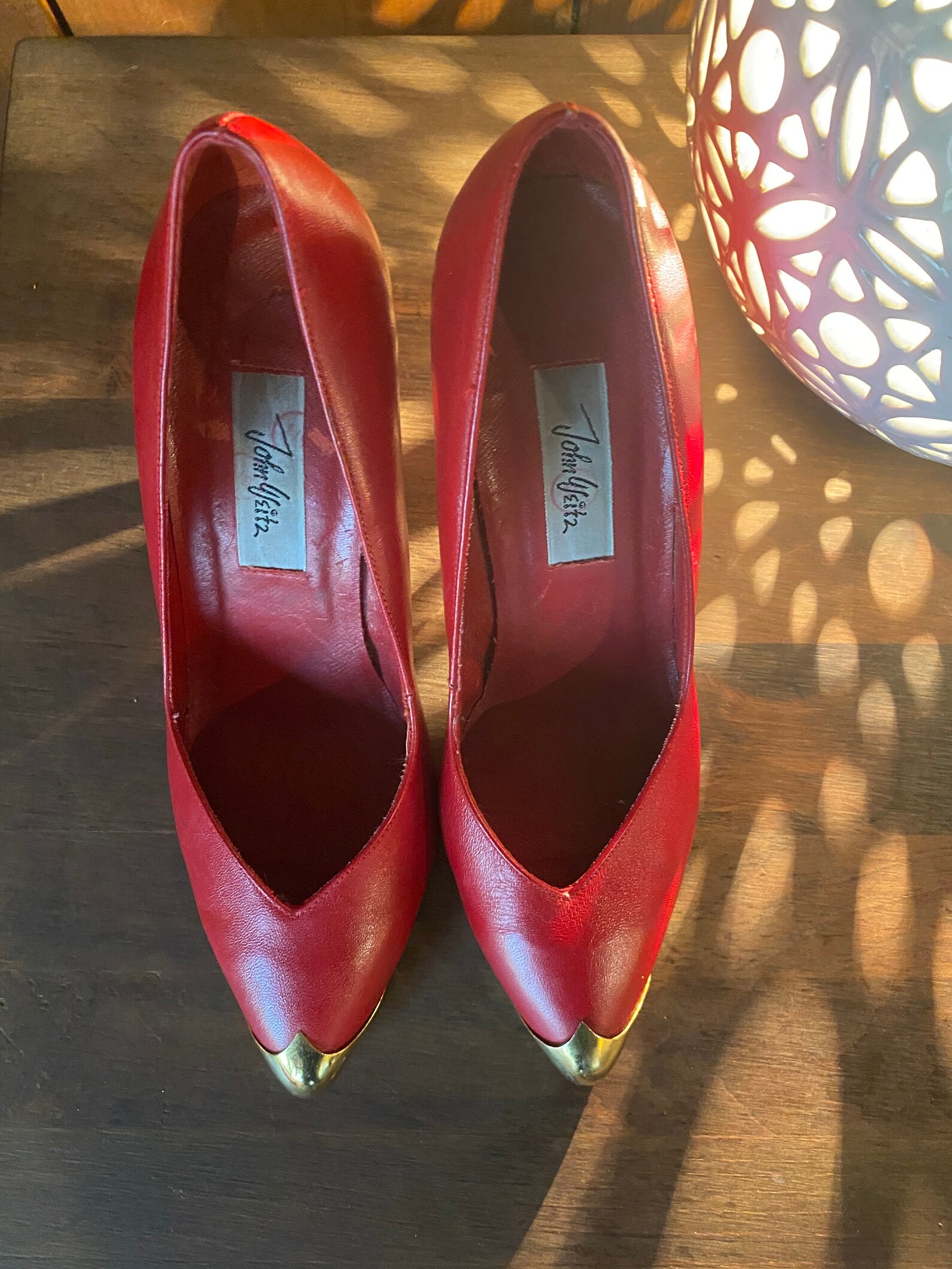 red vintage pumps