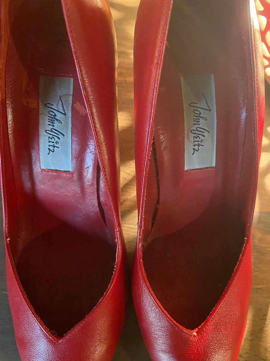 red vintage pumps