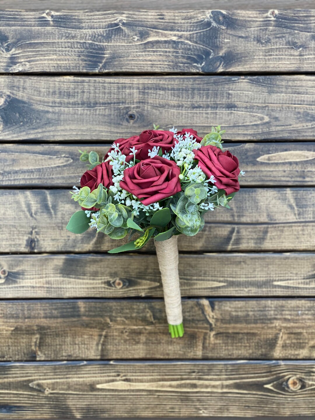 Red Rose Bridal Bouquet Red Rose Bridesmaid Bouquet Wedding Etsy