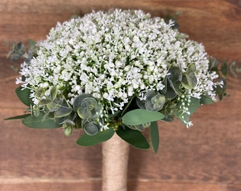 Artificial Baby's Breath Bouquet; Gypsophila Bouquet, Gypsophila Bridesmaid Bouquet; Baby's Bridal Bouquet, Baby's Breath Boutonniere