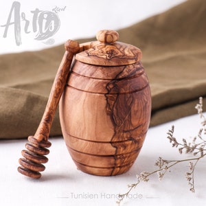 Wholesale Olive Wood Honey Pot With Spoon